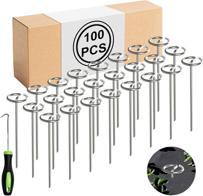 Landscape Fabric Stake, 6-inch Galvanized Round Head Landscape Nail Steel Ant...