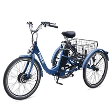Secondhand 24" Folding Electric Tricycle 350W Electric Trike w 36V Battery Blue
