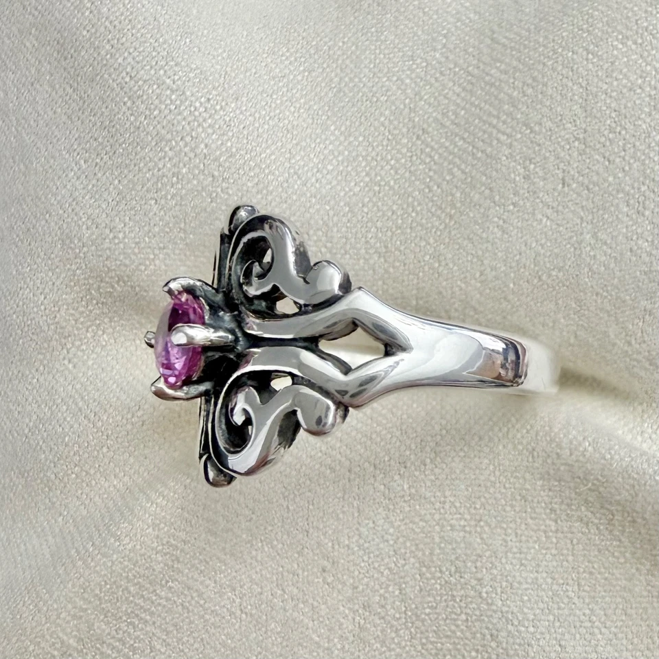Anillo Piedra Natal Encaje Español James Avery - Zafiro Rosa Creado en Laboratorio Talla 8 Foto 4 de 4