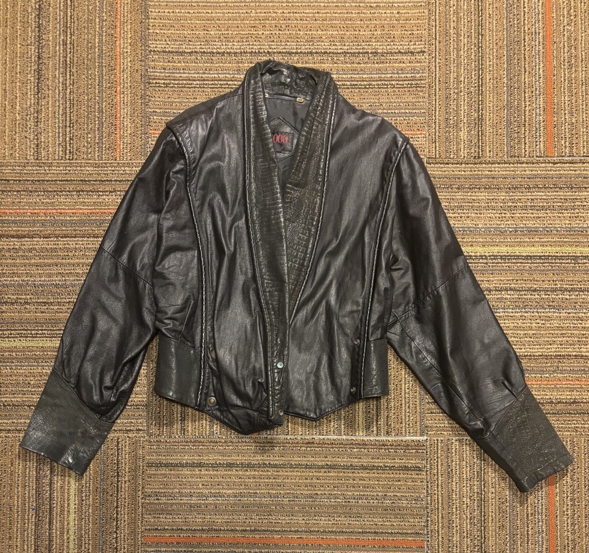 Vintage 80-90’s G4000 Leather Jacket Womens M Black Cropped Motorcycle Snap