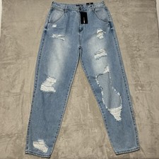 Fashion NOVA Sugar Daddy  Slouch Fit Jeans Light Blue Wash Sz 13 NWT