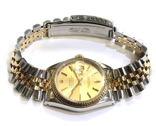 18k yellow gold stainless steel Rolex Oyster perpetual Datejust watch 16233 mens