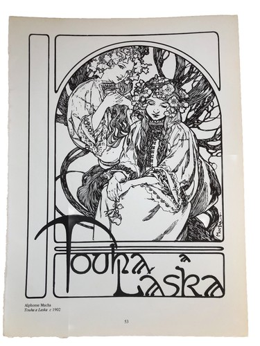 Alphonse Mucha Touha a Laska c1902 ART NOUVEAU PRINT