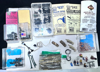 Vintage HO Scale Train Car Repair Parts Couplers Trucks Ladders Lights Figures