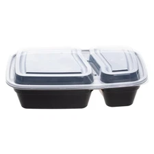 50 Pack (100-Piece) 32 oz Meal Prep Containers Reusable with Lids 2-Compartme...