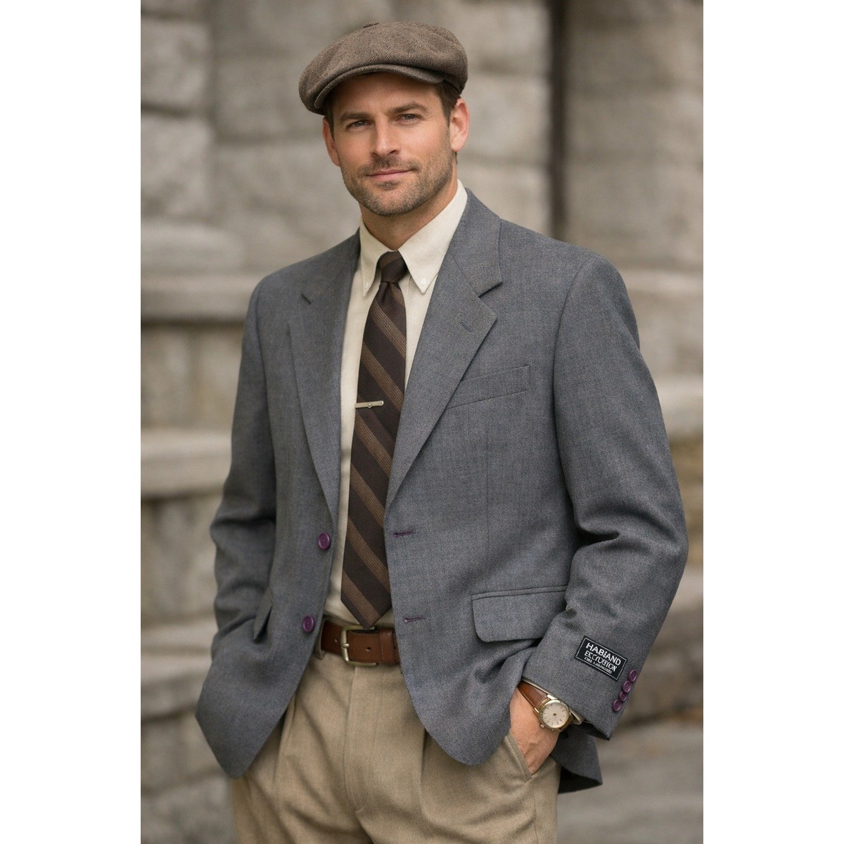 Haband Executive Division Blazer Mens 40S Gray Vintage Formal