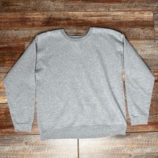 Gray Crew Neck Fleece Pullover Sweatshirt Men's Regular Long Sleeve Cotton Blend