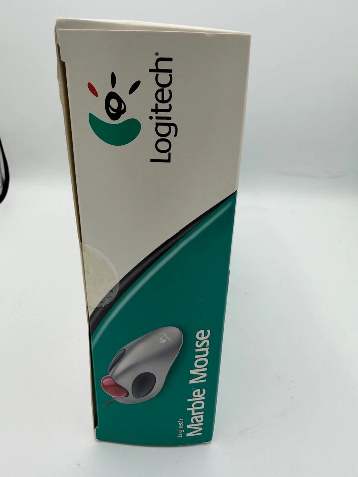 Vtg Logitech Marble Optical Trackball Mouse Gray/Red (904360-0403) USB/PS2 NIB! - Image 4 of 4