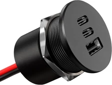 78W 12V USB Outlet, Dual 30W PD3.0 Type-C & 18W QC3.0 Aluminum Car Charger Socke