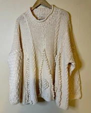 Chunky 100% Wool Sweater Blarney Woolen Mills Ireland Hand Knit Fisherman OS