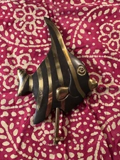 Original Old Rosenthal Netter Imported Brass Black Striped Angel Fish Needs Work