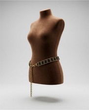 Vintage Women  s Belt Black Leather And Gold Tone With Classics Small