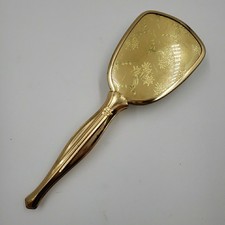 Vintage Vanity Hair Brush 1950s Gold Tone Metal Removable Head Hollywood Regency
