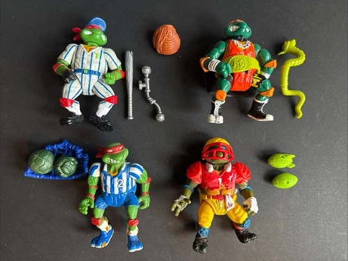 Vtg TMNT Playmates 1991 Teenage Mutant Ninja Turtles Figure Sewer Sports Lot