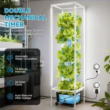 Vertical Hydroponic Growing Tower System with 120W Grow Lights 45 Pods Grow Box