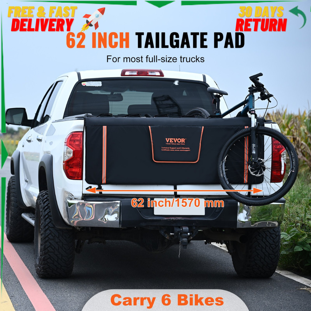 Protective Tailgate Pad for 6 Mountain Bike Rack Pickup Truck W/straps Bicycle