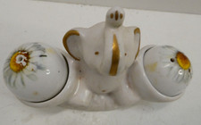 NOVELTY LIMOGES QUEENS PORCELAIN POTTERY ELEPHANT FIGURINE SALT PEPPER SHAKERS