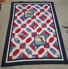 Quilt Of Valor Handmade Complete Quilt Red White Blue Patriotic Flag 57" x 78"