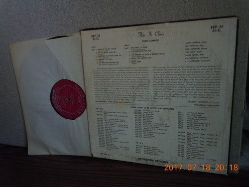 CONNOR,CHRIS Vinyl lp..THIS IS CHRIS...BETHLEHEM...VG/G+...'55 - Picture 2 of 2