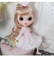 Blythe doll Dudu mouth Make up Long Light gold hair from Factory Joint Body 12"