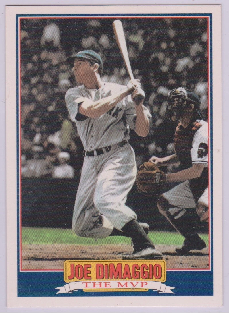 Joe DiMaggio baseball card displayed on a digital marketplace, highlighting its modern valuation and collector interest.