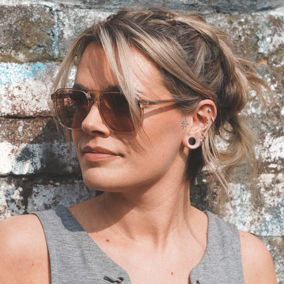 Trasparente Silicone Doppia Flangia Tunnel Stretching per Orecchie Dilatatori - Immagine 2 di 4