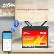 12V 100Ah LiFePO4 Lithium Battery Bluetooth Deep Cycle RV Home Marine Off-grid