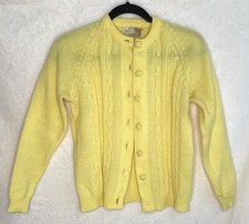 VTG Fully Fashioned Virgin Acrylic Hand Loomed Cardigan Sweater Womens 38