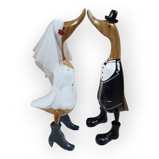 Jeunes Mariés Mariage Canards Set Cadeau de pour Invités Décoration Bois Neuf