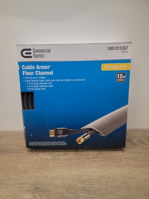 Electric Cable Armor 15 Foot Floor Channel Flexible PVC Gray Commercial Grade