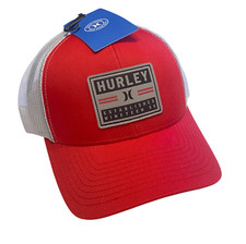 Hurley Red/White Bolsa Patch Logo Meshback Trucker Snapback - NWT