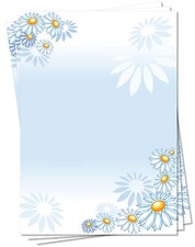 Motivpapier Briefpapier (Blumen-5161 A4 25 Blatt) schöne Margeriten blau gelb