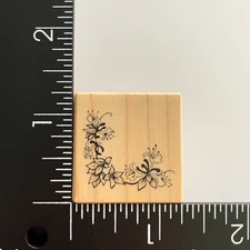 PSX Designs Honeysuckle Floral Flower Corner B1261 Wood Mounted Rubber Stamp