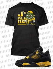 Pro Club Shaka Men J's All Day Weed Tee Shirt to Match J4 Thunder Smoking Weed T