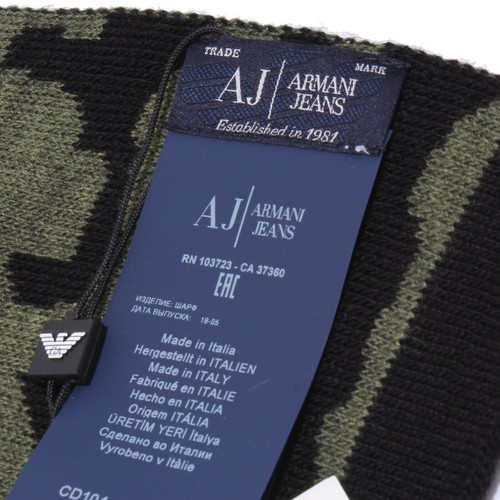 9212X sciarpa unisex ARMANI JEANS green/black wool scarf unisex - Foto 3 di 4