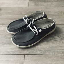 Hey Dude Women's Wendy Chambray Navy White Blue Womens Shoes Slip on 38/7