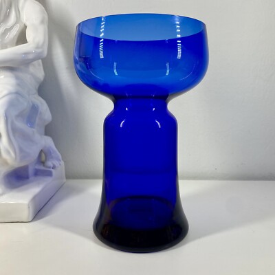 LAUSITZER CRYSTAL Cobalt Blue VASE 90s GERMANY Iconic MCM Style CHIC Elegance