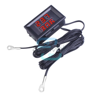 DC 4-28V Thermometer Digital Temperature Sensor NTC Metal Probe Dual LED Display