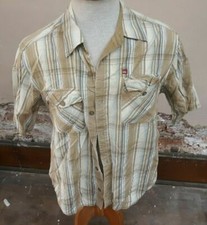 Mens QUICKSILVER Short Sleeve Button Down Casual PLAID Shirt Size Medium