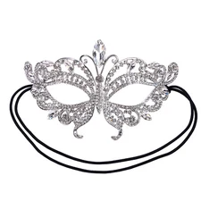 Women's Luxury Masquerade Half-Face Rhinestone Mask Carnival Party Princess Mask