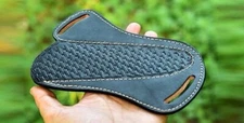 USA Handmade Sheath 5”Fixed Blade folding Knife Black Leather Pouch Holster