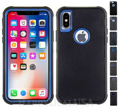 ShockProof Fullbody Heavy Duty Armor Cover Rugged Case - Blue + Black
