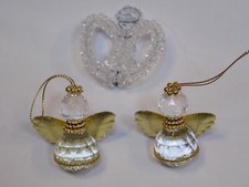 Angel Plastic Bead Ornament Christmas Tree Holiday Set Lot Gold Clear Religious