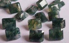  WHOLESALE NATURAL MOSS AGATE FACETED OCTAGON SHAPE LOOSE GEMSTONE