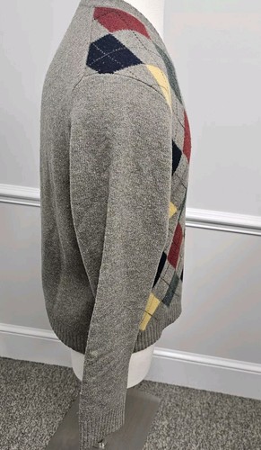 Maglione uomo J Crew 100% lana di agnello scollo a V Argyle grande - Foto 5 di 8