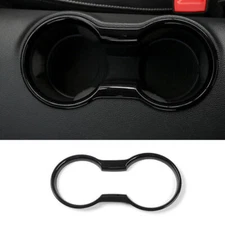 Central Console Gear Water Cup Cover 2PCS For Ford Mustang 2015-23 Bright Black