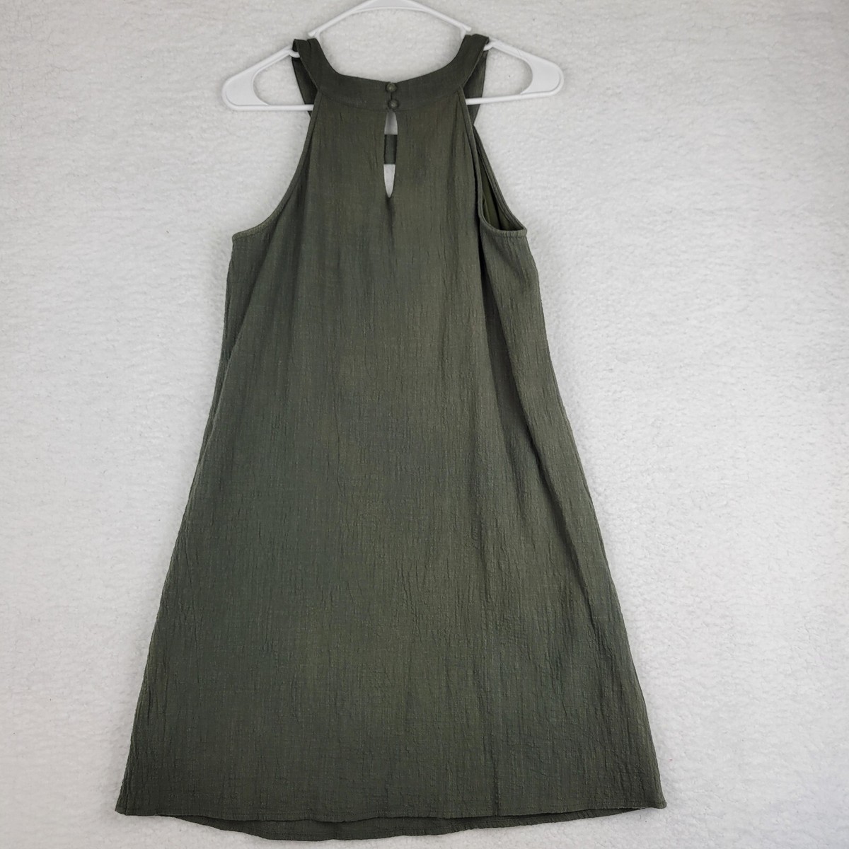 THML Embroidered Cotton Sleeveless Dress Size XS Olive Green Lined | eBay