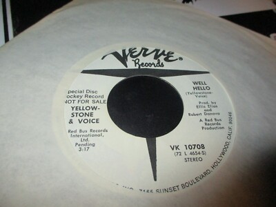 1973 YELLOW-STONE & VOICE Well Hello White Label Promo 7'' Verve 10708 Pop N.Mint