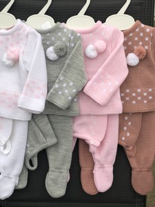 Espagnol Tricot Bebe Filles Garcons Ange Pull Nouveau Ne 3 Mois Et Chapeau 3 Pc Pom Pom Ebay