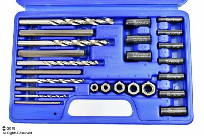 25pc Screw Extractor Easy Out Drill & Guide Set Broken Screws Bolts Remover 